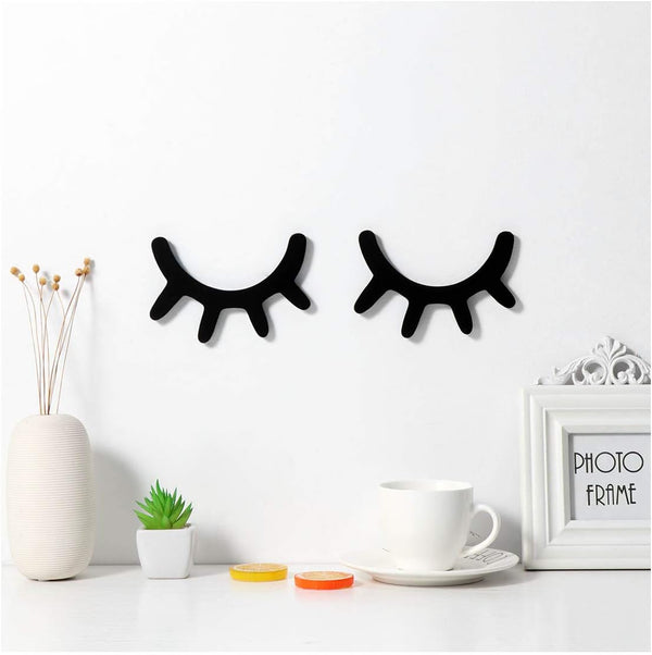 VOSAREA Sleepy Eyes Wall Decor, Eyelash Wall Decoration Wooden Eyelash Stickers Wooden Decal