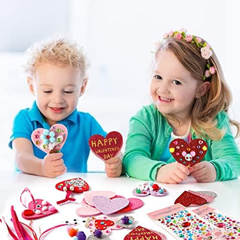 Valentine's Day Crafts for Kids - 361PCS DIY Heart Craft Set, 108 Hearts, 50 Googly Eyes, 60 Pom Poms, Craft Supplies
