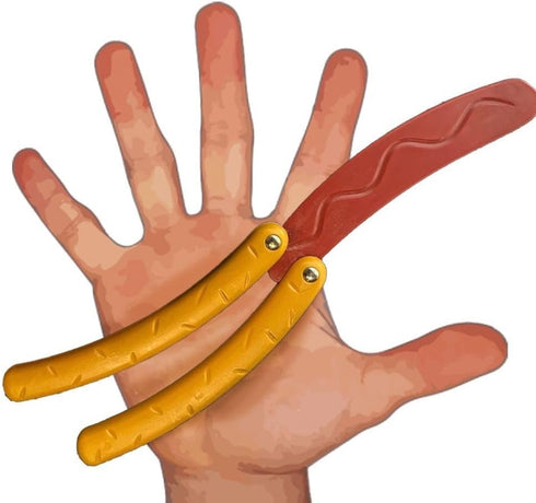 2 Pcs Hotdog Butterfly Fidget Knife Toy, Colorful and Novel Shape, Sturdy and Durable Stress Relief Toy