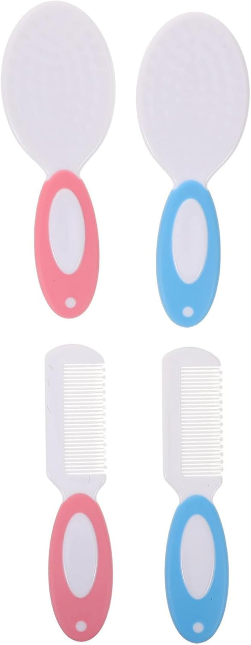 Soft Bristles Brush and Hair Comb Set for Newborns, Nylon Scalp Massage