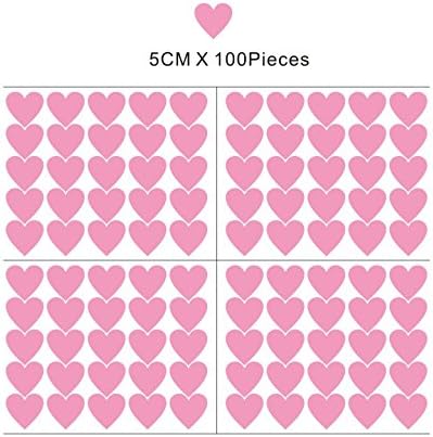 100 Pieces DIY Heart Wall Decal Vinyl Sticker, Removable Nursery Decoration for Baby Kids Bedroom (Soft Pink)