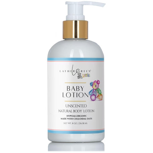 Lather Green Unscented Baby Lotion Natural, Perfect for Bedtime, newborn lotion, infant lotion, 8