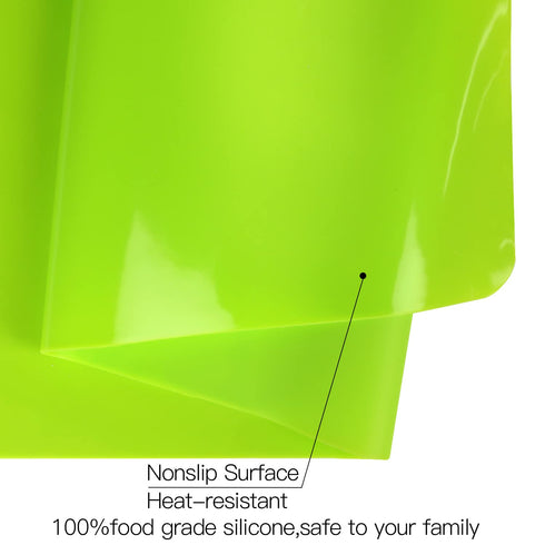 Extra Large Green Silicone Table Mat, Waterproof Protector for Crafts, Kids Dinner Placemat, Kitchen Pastry Rolling