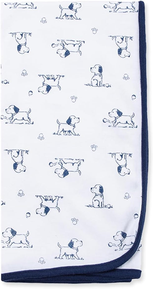 Little Me Puppy Toile Swaddling Receiving Blanket for Baby Boys