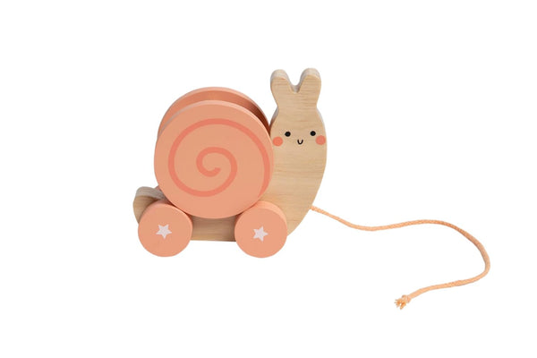 Pearhead Montessori Snail Pull Toy, Wooden Pull Along Toy for Early Development, Motor Skill Toy for Toddlers