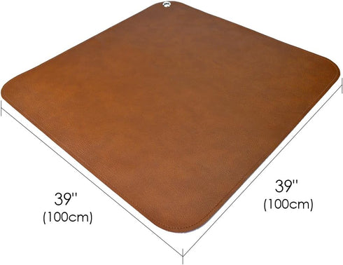 Linkidea Vegan Leather Splat Mat for Under High Chair Floor Protector for Kids - Reusable Infant High Chair Mat Food