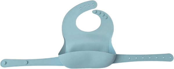 100% Food Grade Silicone Baby Bib, Durable with Adjustable Waist & Neck Straps, BPA Free, Large Pocket Food Catcher