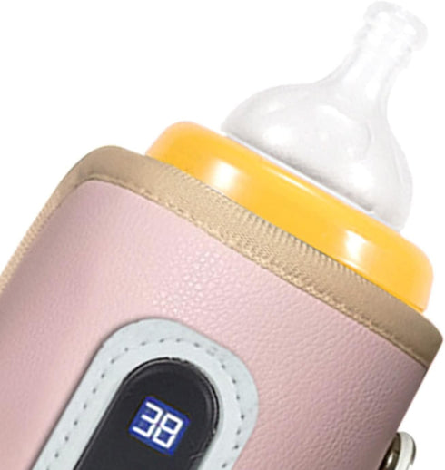 EVGATSAUTO USB Portable Baby Bottle Warmer, Adjustable Temperature LCD Screen, Travel Friendly Milk Warmer for Car