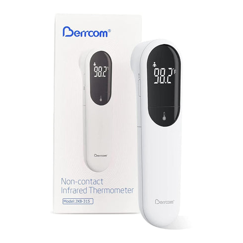 Berrcom No Touch Forehead Thermometer - Digital Infrared Thermometer for Adults and Kids, Touchless Baby Thermometer