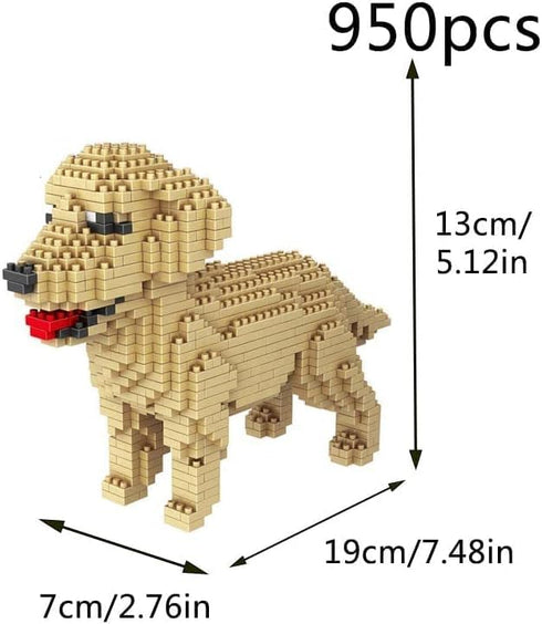 Building Block Animal Bricks, Golden Retriever Tiny Mini Block Dog Set, DIY 3D Toy for Kids or Adults, 950 Pieces