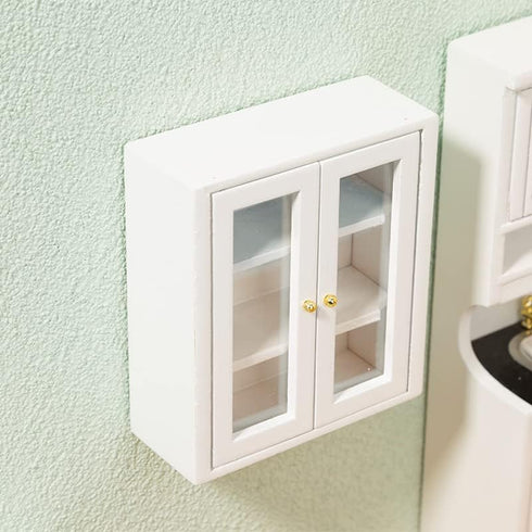 1:12 Dollhouse Wall Cabinet Wooden Miniature Cupboard Scale Kitchen Furniture Dollhouse Hanging Cabinet Display Shelf