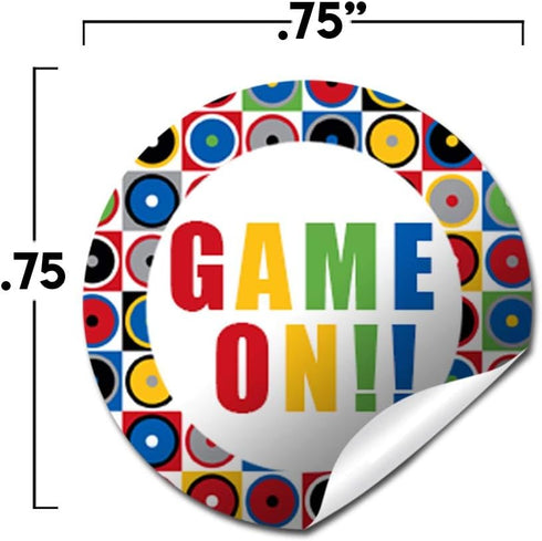 Game On! Video Gamer Birthday Party Kiss Sticker Labels, 300 Circle Stickers by AmandaCreation