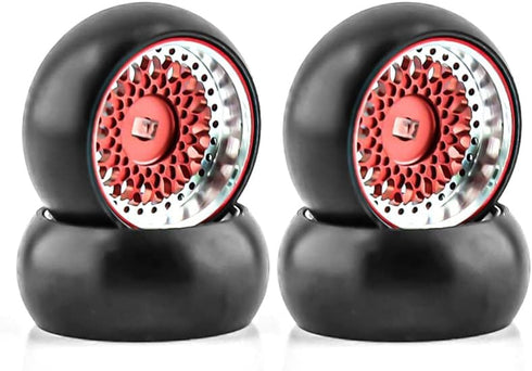 RC 1/28 Drift Wheels, Alloy Tires and Rims for 1/28 Wltoys K969 K989 P929, Kyosho Rally Model Car Upgrades (4pcs/Set,
