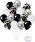 Black Agate Party Balloons Set - 12 Inch Black White Metallic Silver Balloons for Birthday, Wedding, Baby Shower