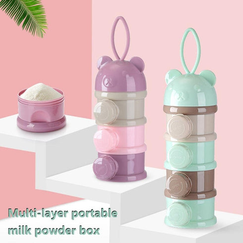 Enfudid 4 Portable Milk Powder Dispensers Pot, Layer Formula Milk Storage Container Portable Food Storage Containers