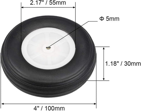 uxcell Tire and Wheel Sets for RC Car Airplane,PU Sponge Tire with Plastic Hub,4 Inch 2pcs