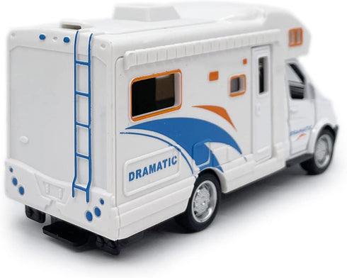 Mini Toy Camper RV Motorhome with Furniture, Pull Back Diecast Model Car for Boys Age 4-6, Birthday Gifts (White)