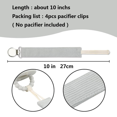 Pacifier Clip for Baby Boy and Girl - Linen Soft Fabric Strap, Unisex Binky Clip, Striped Soothie Holder