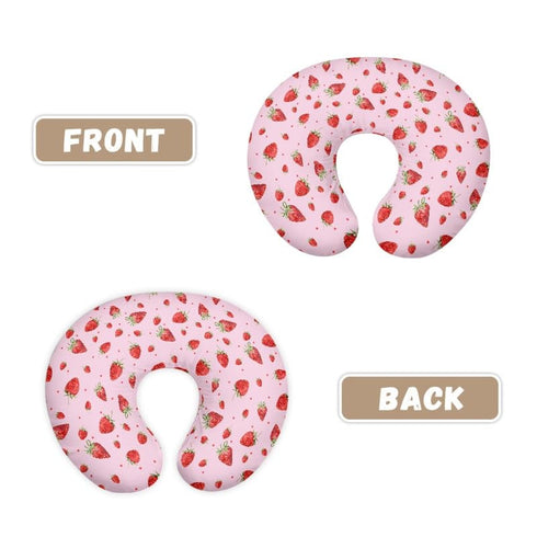 Daulesho Pink Strawberry Newborn U-Shaped Breastfeeding Pillowcase Watercolor Strawberries Nursing Pillow Covers