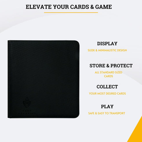 12 480 Card Guardian - Pocket Card Binder with Zipper for Cards Trading Card Games TCG (Black) Yugioh Cards MTG Binder