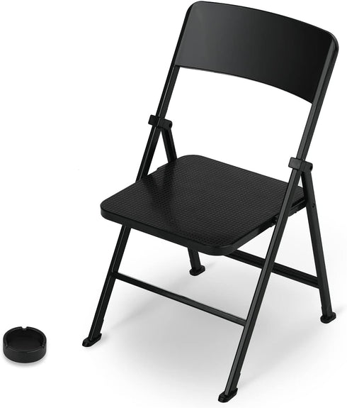 DS. DISTINCTIVE STYLE Mini Chair 1/6 Scale Furniture Doll Chair, Black Tiny Folding Chair for Dollhouse