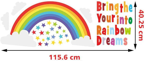 Bamsod Rainbow Wall Sticker, Kids Wall Decal Art for Girls Bedroom Nursery Home Decor, 16.5x32.6 inch