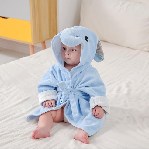 Baby Boy Bathrobes - Cute Hooded Infant Wash Waddle Robe, Soft Ultra Absorbent Toddler Towel