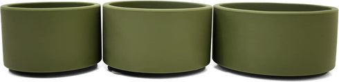Stay Put 3pcs Suction Snack Cups for Babies and Toddlers, Dishwasher and Microwave Safe, Olive Green