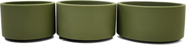 Stay Put 3pcs Suction Snack Cups for Babies and Toddlers, Dishwasher and Microwave Safe, Olive Green