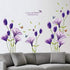 Removable Purple Lovely Lily Flowers Wall Stickers - DIY Flower Vines Art Quotes and Butterfly Decal for Home