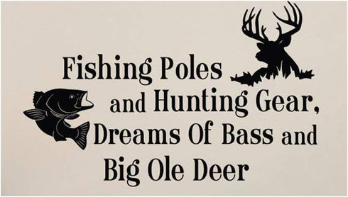 Country Deer Wall Decals - 35x57cm Quotes Fishing Poles and Hunting GEA Stickers for Kid's Room Decor