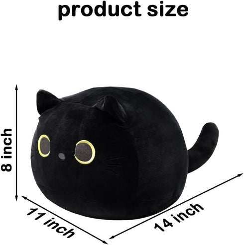 3D Black Cat Plush Stuffed Animal Toy Pillow, Kawaii Cat Shape Design Lumbar Cushion