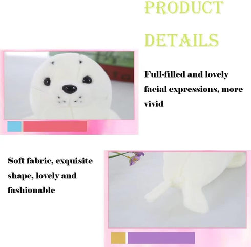 CHELEI2019 15.7" Seal Stuffed Animal - White Chubby Seal Plush Hug Pillow Toy for Kids