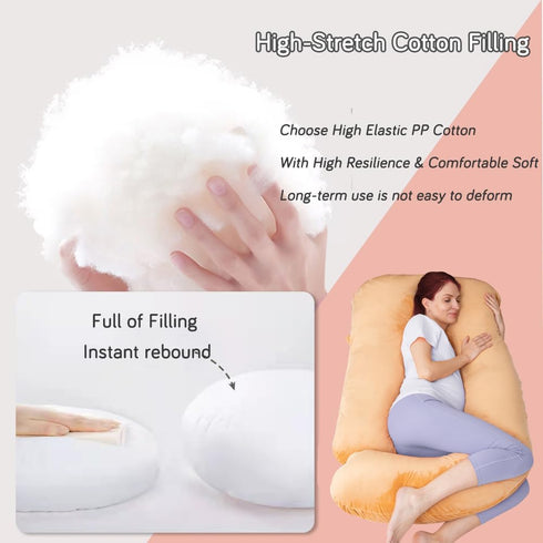 60 Inch Extra Large U-Shaped Pregnancy Pillow - Maternity Support for Sleeping (Brown)