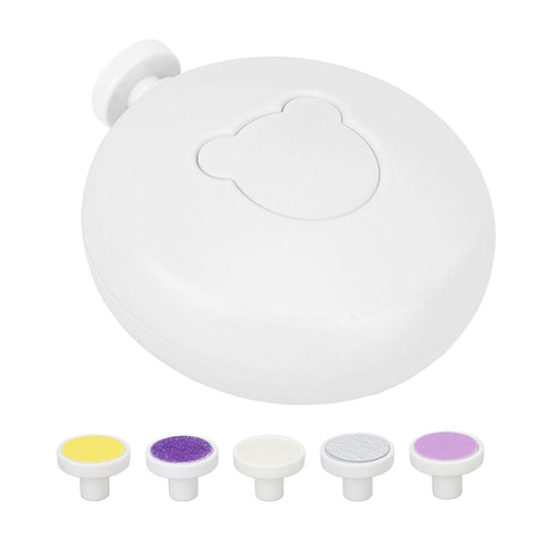 Trimmer Set 6 Electric Baby Nail Nail File Kit with Grinding Heads for Infant (White)