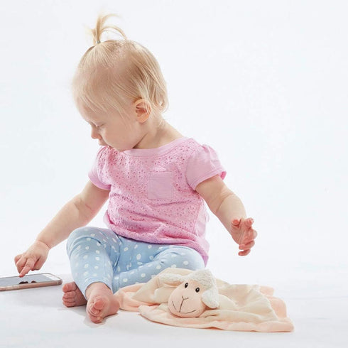 Lamb Baby Lovey - Super Soft 12" Square Security Blanket for Girls or Boys, Ultra Soft Polyester, Machine Washable