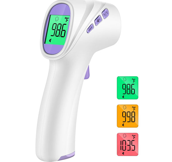 Forehead Thermometer for Adults, Kids & Babies - No-Touch Infrared Digital Thermometer with LCD Display, Fever Alarm