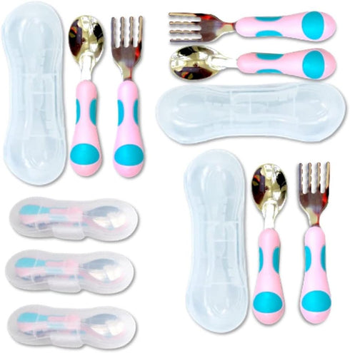 Toddler Utensils - Kids Silverware Set with Travel Case, Stainless Steel Forks Spoons for 1-4 Year Old, 6 Pieces