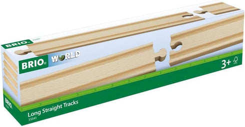 33341-4 Set 3 BRIO World Piece Long Straight Wooden Train Tracks | Expandable & Compatible Railway | Engineered