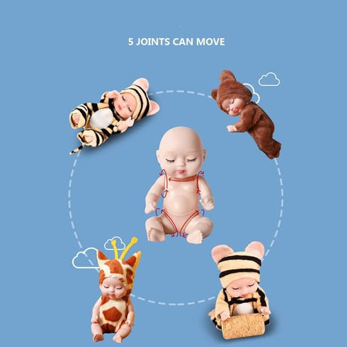 6 Sets 4 Inch Mini Reborn Baby Dolls with Animal Clothes, Realistic Baby Doll Set for Kids 3+