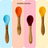 Babynow Bamboo Baby Spoons Pack of 2, Self-Feeding Supplies for 6+ Months Babies & Toddlers in Soft Tip Designs BURGUNDY