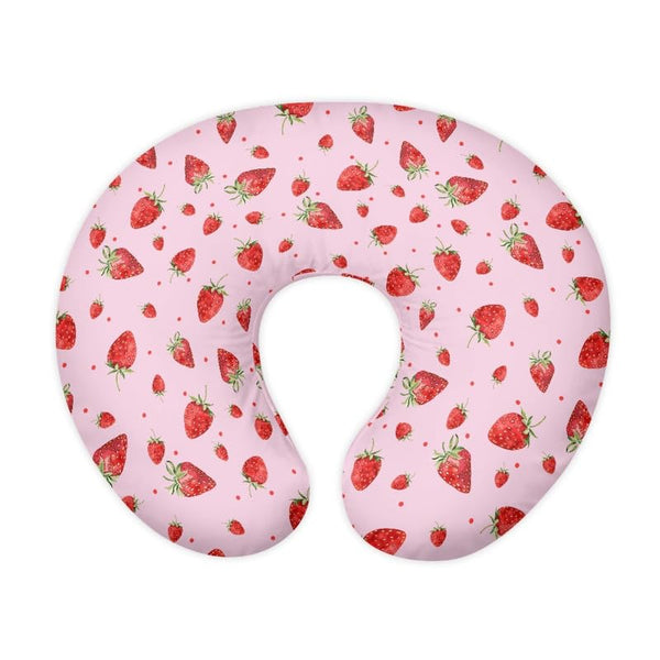 Daulesho Pink Strawberry Newborn U-Shaped Breastfeeding Pillowcase Watercolor Strawberries Nursing Pillow Covers for