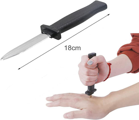 Retractable Plastic Knife Prop Costume Dagger, Fake Trick Gadget Toy for Halloween Fools Day Party (3 PCS A)