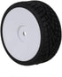 Mxfans White Plastic Smooth Flat Disc Wheel Rims + Striped Pattern Rubber Tires Tyres for RC 1:10 On Road Racing Car Spare Parts Set of 4 by Mxfans