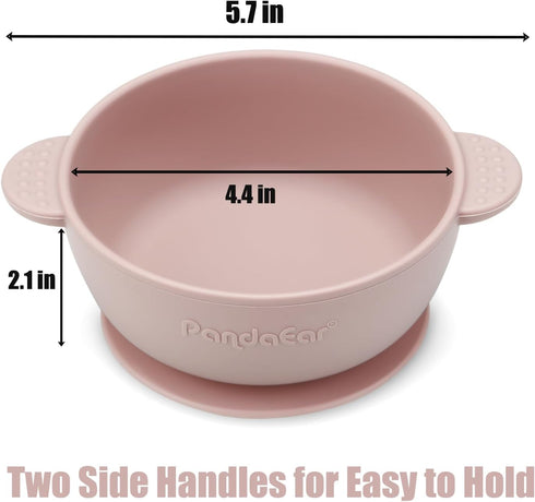 PandaEar 3 Pack Baby Bowls with Suction, Soft Safe BPA-Free Silicone Food Bowl for Babies, Kids, Toddlers (Pink)