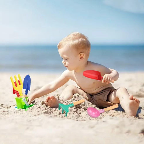 UMUACCAN 8'' Set,Spoon, Shovel6 Beach Toys for Kids,Beach Sand Toys, Metal Sandbox Toys with Sturdy Wooden Handle,Safe