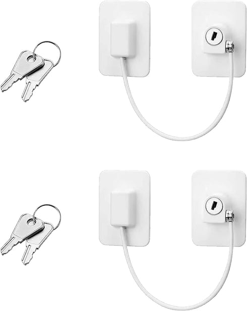 Upgrade 2025 Window Door Lock, 2Pcs Adhesive Cable Restrictor with Keys, Baby Child Safety Anti-Theft Lock