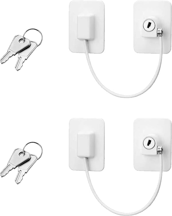 Upgrade 2025 Window Door Lock, 2Pcs Adhesive Cable Restrictor with Keys, Baby Child Safety Anti-Theft Lock