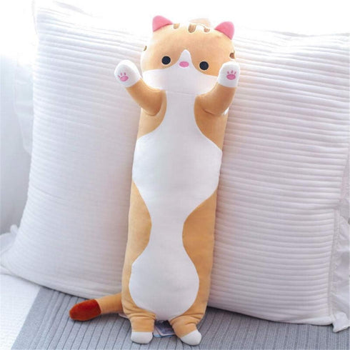 shangman Lovely Plush Cat Doll, Cute Cartoon Soft Stuffed Kitten, Long Throw Sleeping Pillow Toy for Kids, Girlfriend