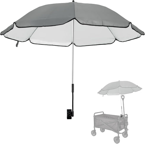Eiszhjk UPF 50+ Wagon Umbrella with Universal Clamp, Adjustable Lounge Wagon Umbrella Attachment,
